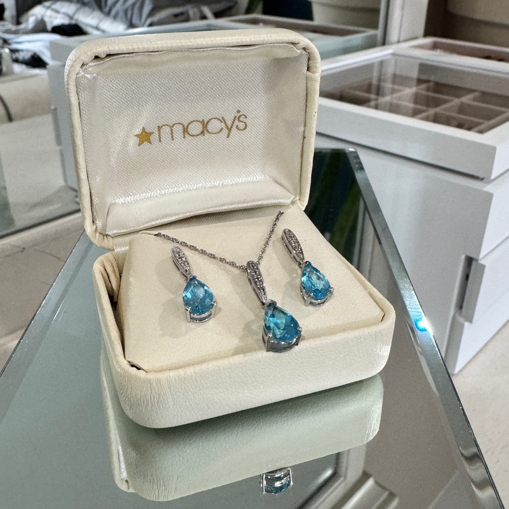 Topaz Birthstone Necklace & Earrings Set